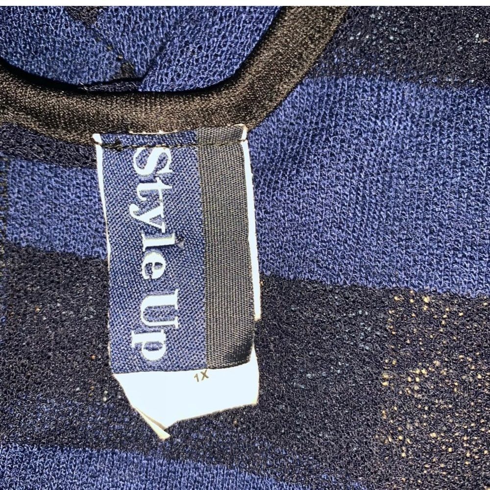 Style up sheer blue black blouse juniors xl - Picture 2 of 3